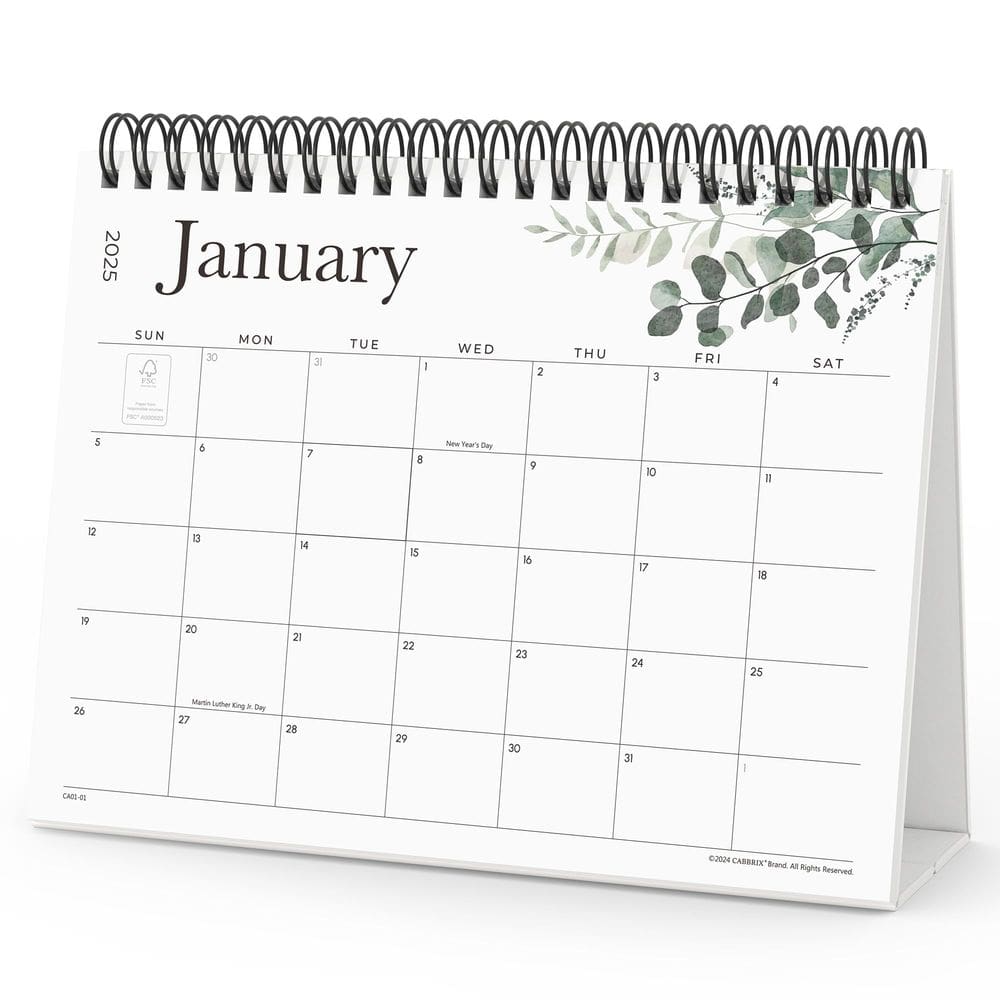 Calendário de mesa Cabrix 2025-2026 18 meses com adesivos
