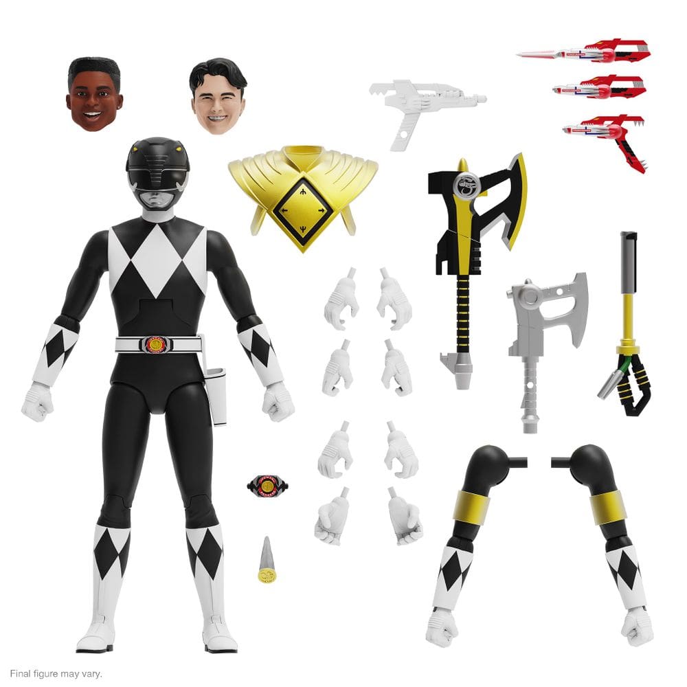 Boneco de ação Super7 ULTIMATES! Mighty Morphin Power Rangers Black Ranger 18 cm