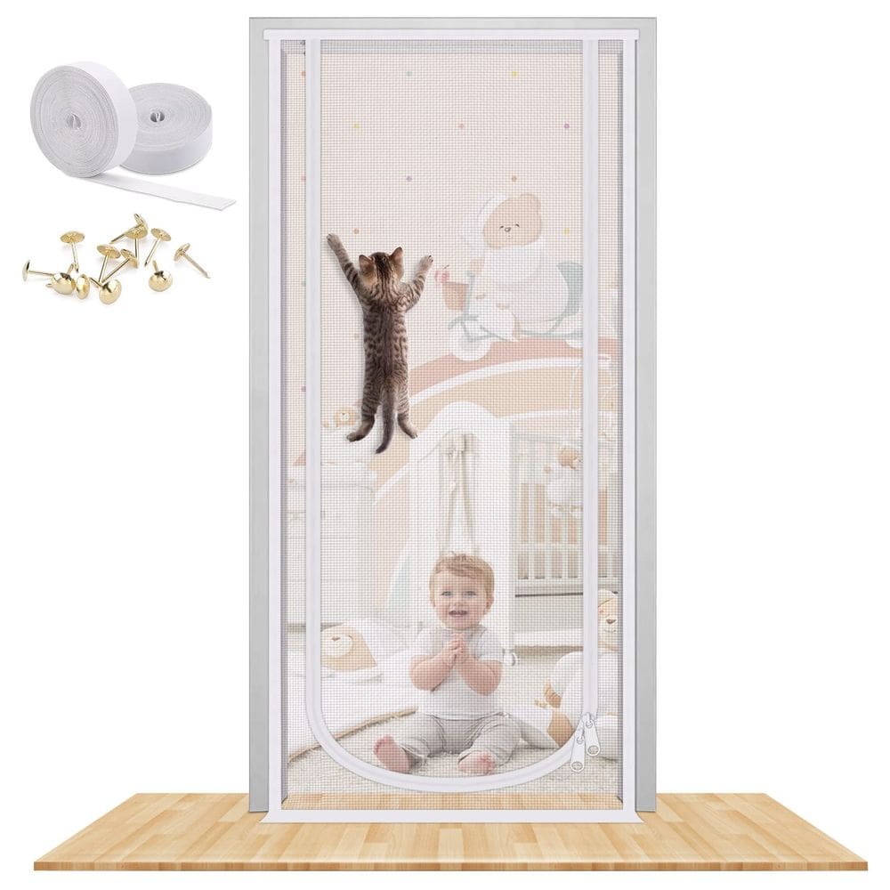Porta de tela Cat MYPIN reforçada 90x210cm com zíper bilateral
