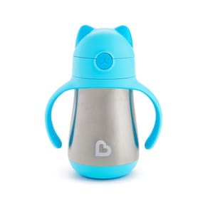 Canudo de aço inoxidável Sippy Cup Munchkin Cool Cat 240 ml azul