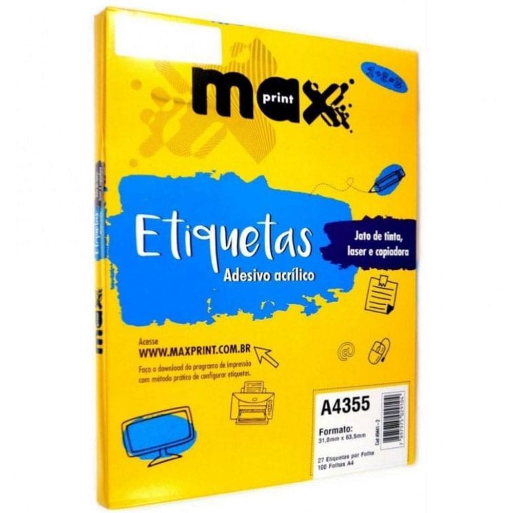 Etiqueta A4 - 100 Folhas - 31X63,5 Cm - Maxprint