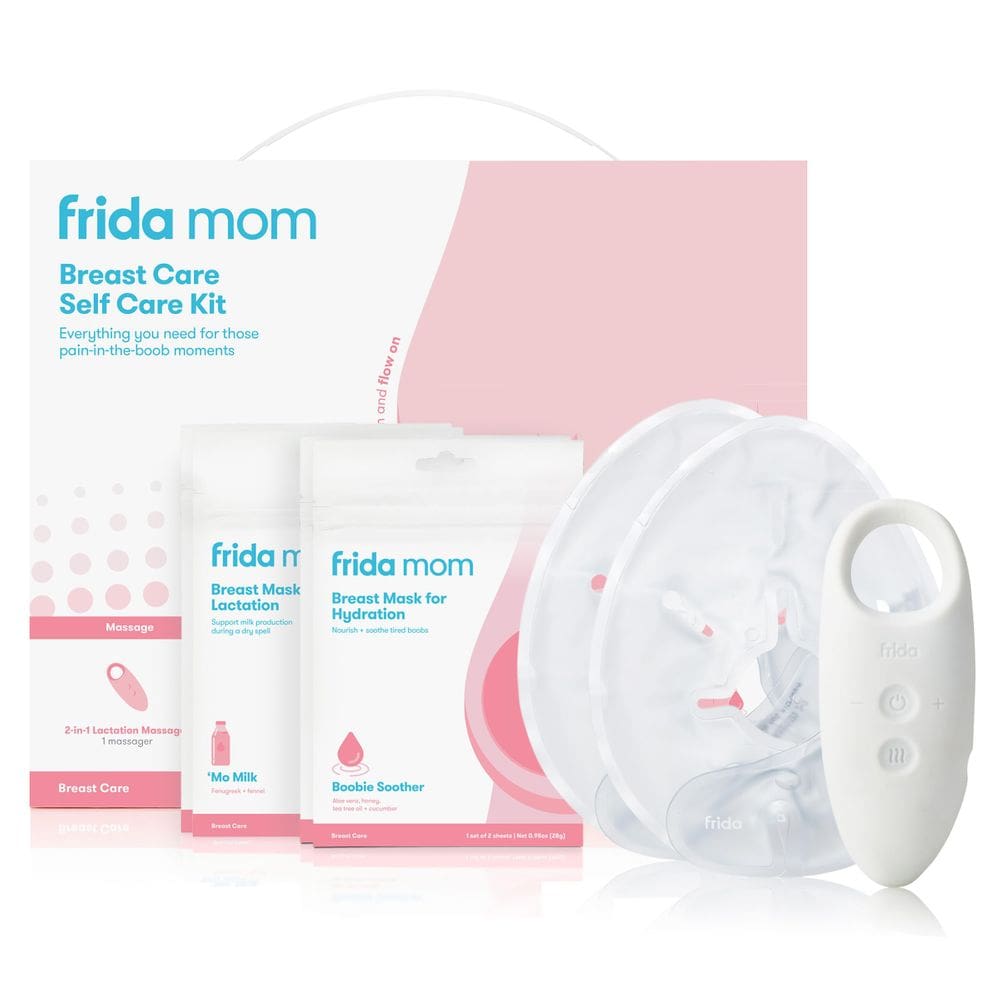 Kit essencial para amamentação Frida Mom com almofadas térmicas e massageador