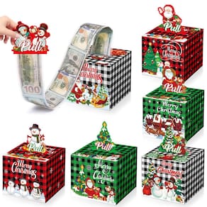 Caixa de dinheiro de Natal Justforjoyful Xmas vermelha verde branca