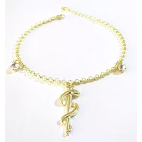 Pulseira Profissão Medicina Médico Folheado A Ouro 18k