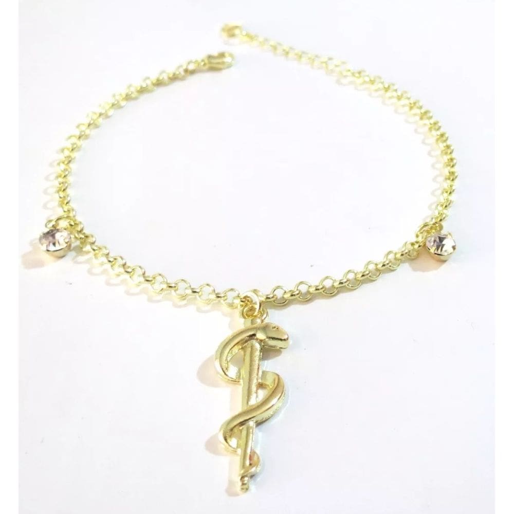 Pulseira Profissão Medicina Médico Folheado A Ouro 18k