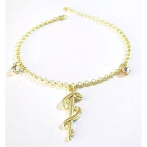 Pulseira Profissão Medicina Médico Folheado A Ouro 18k