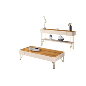 Conjunto Mesa De Centro Cadenza C/ Aparador Vivant P/ Sala Estar Escritório Área Gourmet Pés De Aço Maciço 1 Prateleira