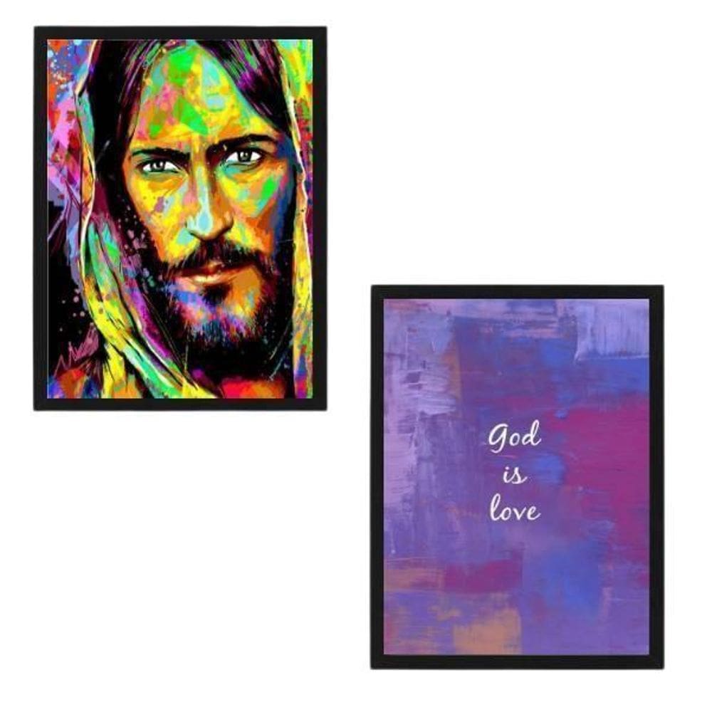 Quadro Decorativo God Is Love Moldura Preta 24X18Cm 2 Peças