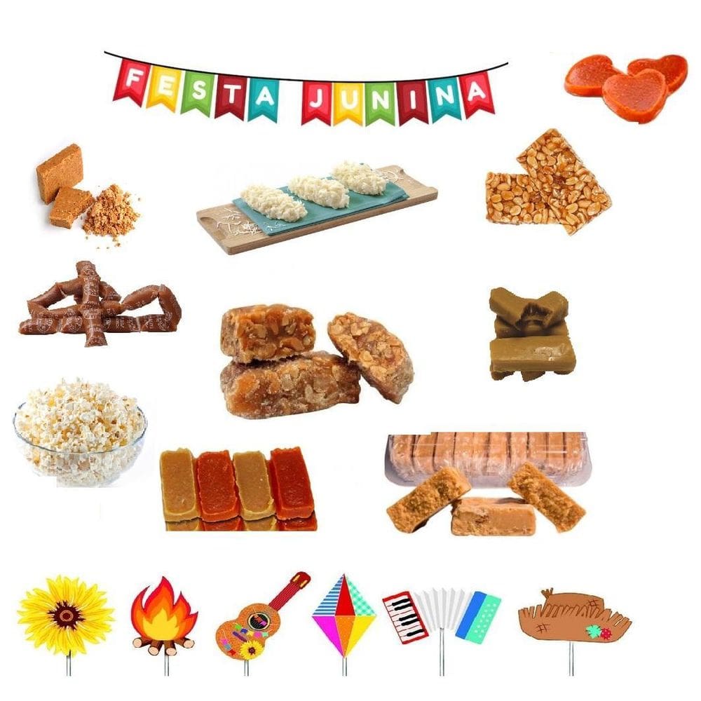 Kit Doces Festa Junina São João 50 Pessoas + Bandeirinhas