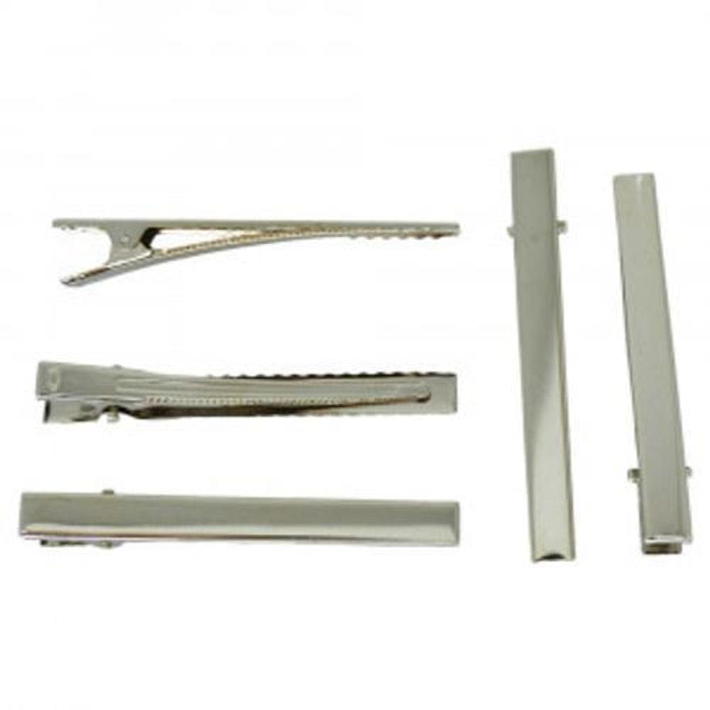 Bico De Pato Jacaré Base Reta Prata 7,5Cm- 12Unidades