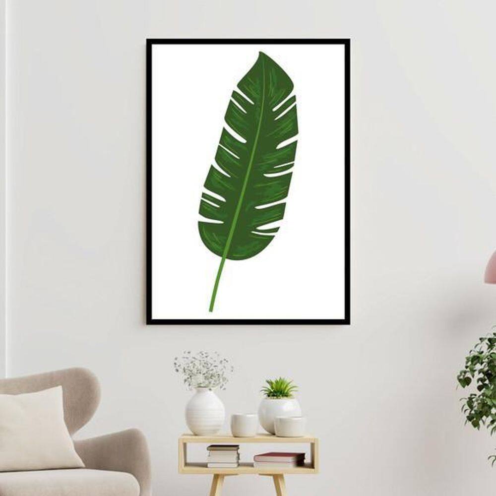 Quadro Folha Verde - Fundo Branco 24X18Cm