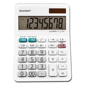 Calculadora Sharp EL-310WB LCD branca de 8 dígitos