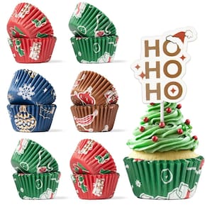 Forros de cupcake Bake Choice Christmas com chapéus de coco 400 unidades