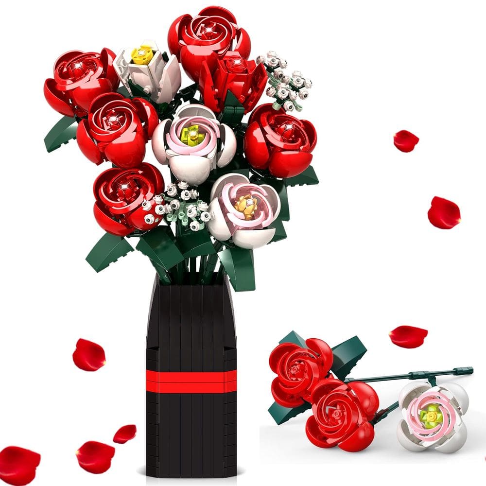 Conjunto de construção EXCOUP Flower Bouquet com 841 blocos e vaso