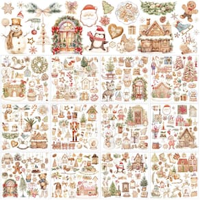 Adesivos Rub on Transfers BBTO Christmas Crafts 12 folhas