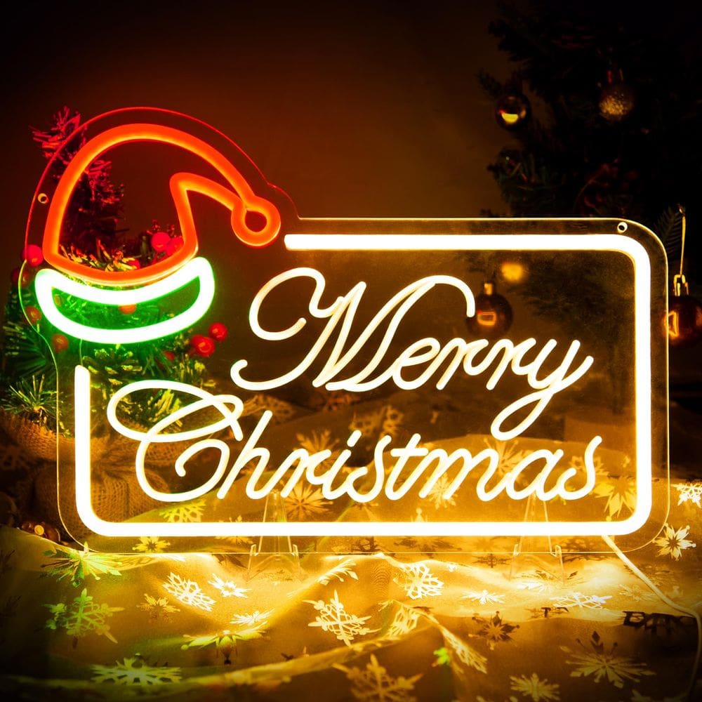 Luzes LED reguláveis Probapro Merry Christmas Neon Sign