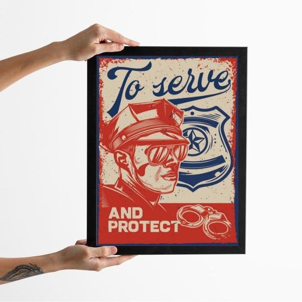 Quadro Decorativo Vintage Polícia 33X24Cm