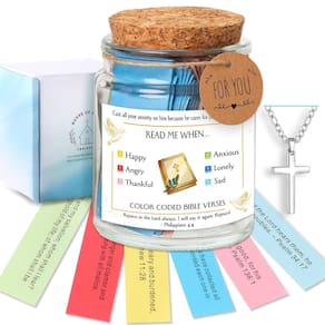 Bible Verse Jar Upgrade Read Me When com colar de cruz