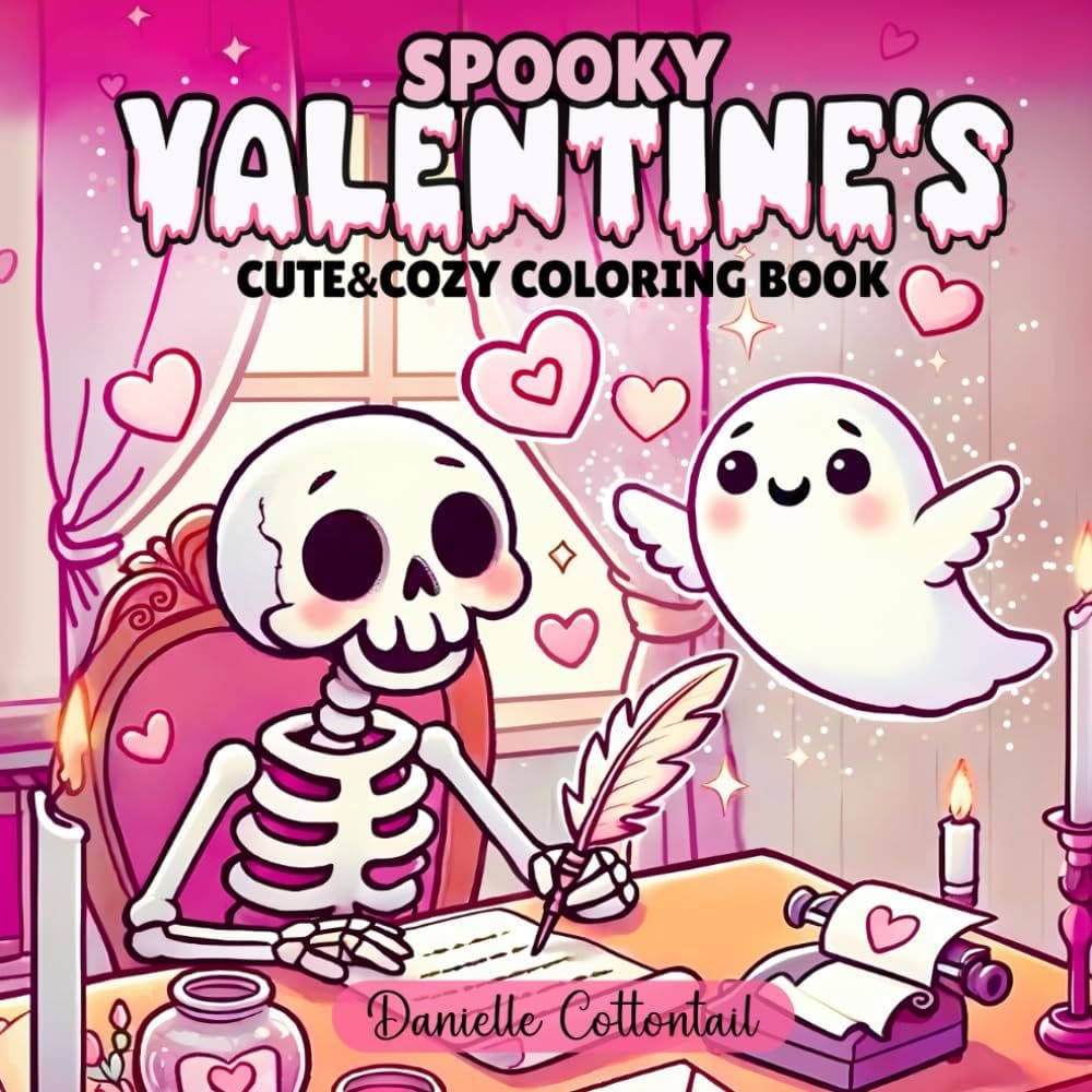 Livro de colorir Spooky Valentine`s Cute & Cozy 50 imagens