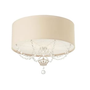 Plafon Coroa Com Cristal 30X15Cm Cáqui