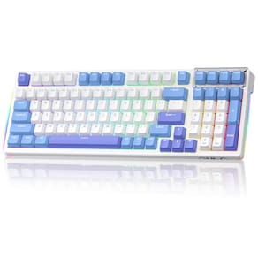 Teclado para jogos AULA 99 teclas Tri-Mode BT5.0/2,4 GHz/USB-C roxo
