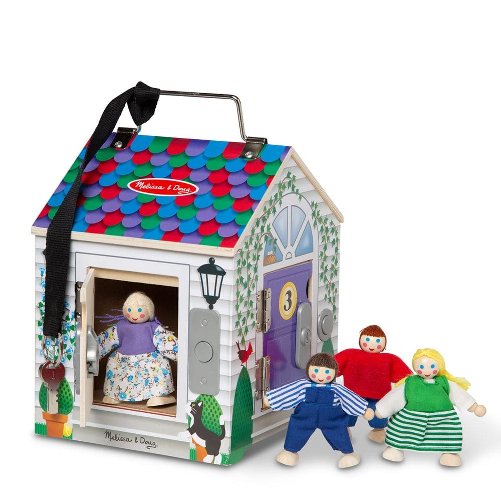 Campainha de madeira Dollhouse Melissa & Doug Take-Along há mais de 3 anos