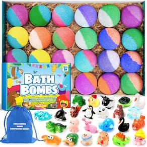 Bombas de banho SeasonBliss, pacote com 24 unidades para crianças, com surpresa no interior