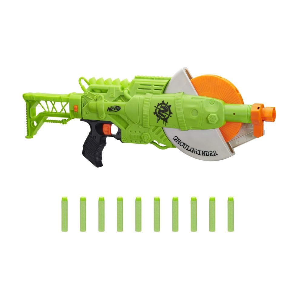Blaster Nerf Zombie Strike Ghoulgrinder com 10 dardos para crianças