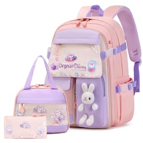 Mochila FIXITOK Girls Kawaii Bunny com lancheira e estojo para lápis