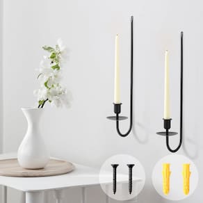 Arandelas de vela ALSOLIFE, conjunto de parede de metal preto de 2