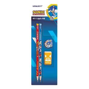 Kit Escolar Sonic Contém 4 Itens Decorados - Leo&Leo Lápis | Borracha | Apontador | Escolar | Sonic