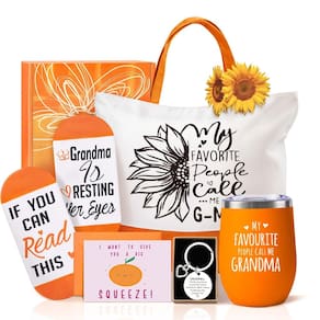Conjunto de presentes EUASOO Grandma com sacola, copo, meias e chaveiro