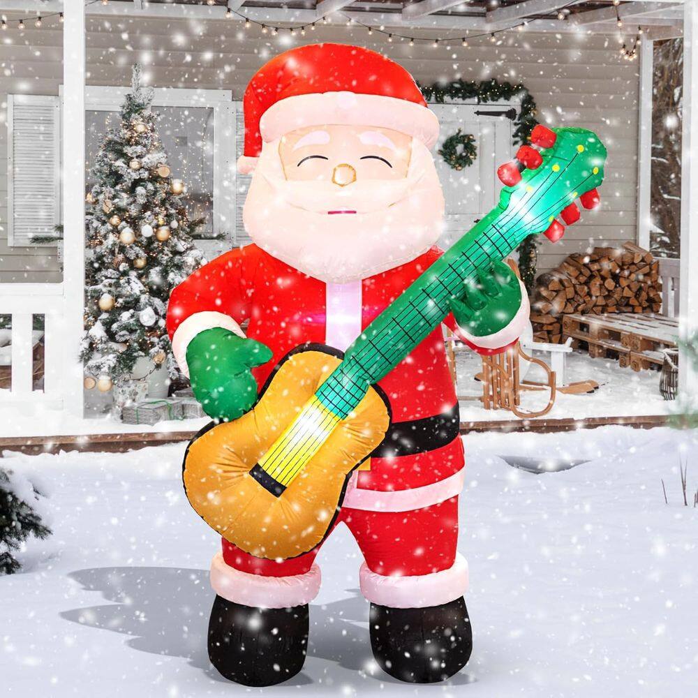 Papai Noel inflável de Natal com guitarra de 2 m de decoração ao ar livre