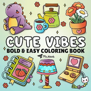 Livro de colorir Cute Bold and Easy 40 designs para adultos e camisetas