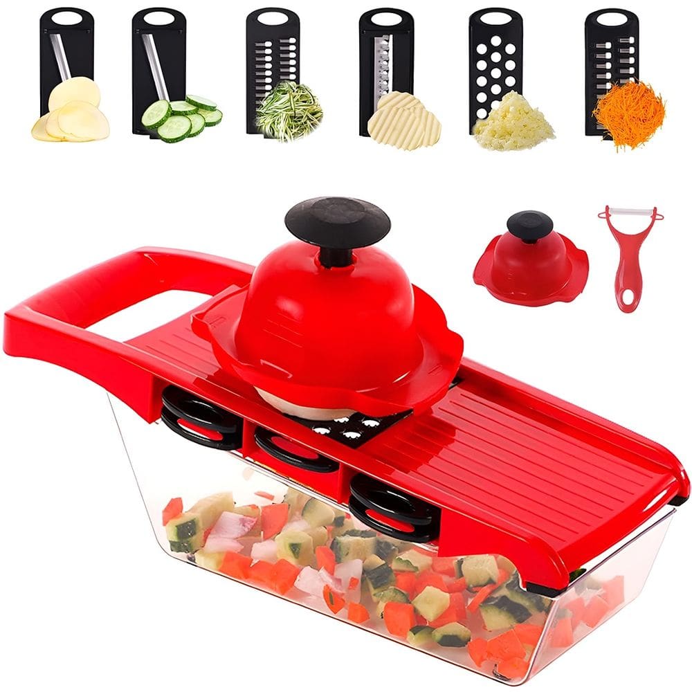 Ralador e Fatiador de Legumes Mandoline 10 em 1 Aço Inox para Cozinha Profissional