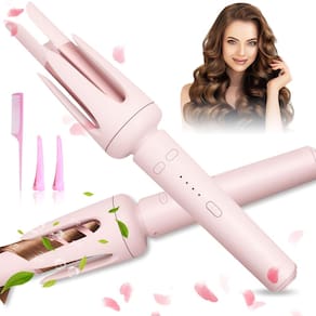 Modelador de cabelo automático ZQZMZGS para cabelos longos com 3 temperaturas, rosa