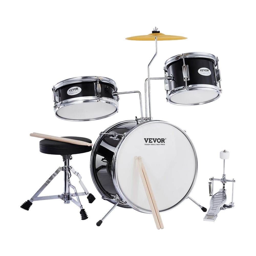 Conjunto de bateria VEVOR Kids de 3 peças para iniciantes com baquetas Throne pretas