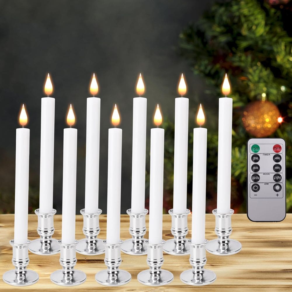 Velas de janela LED sem chama POQCCT com temporizador remoto, 10 unidades