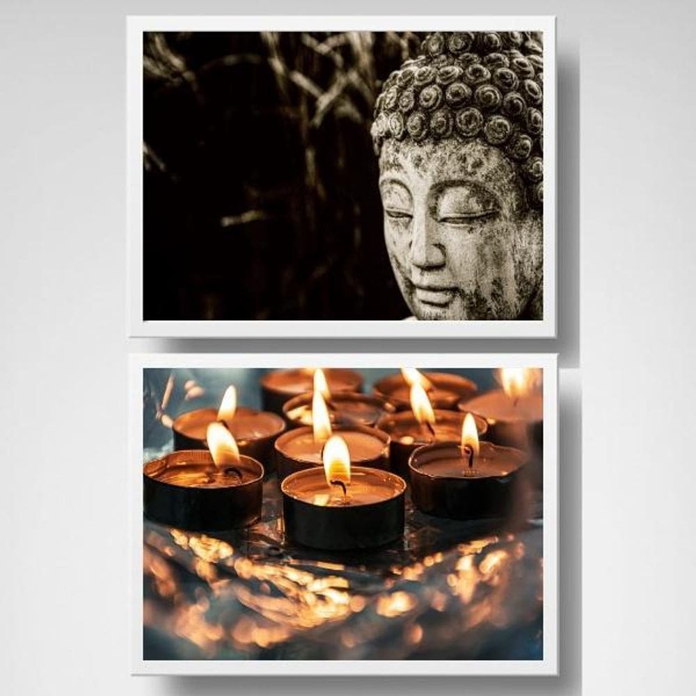 Kit 2 Quadros Zen Buda E Velas 24X18Cm