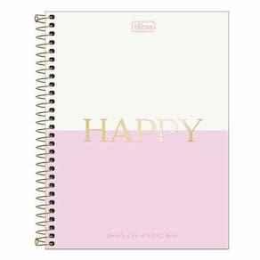 Caderno Espiral Capa Dura Colegial 10 Matérias Happy 160 Folhas Tilibra 8182