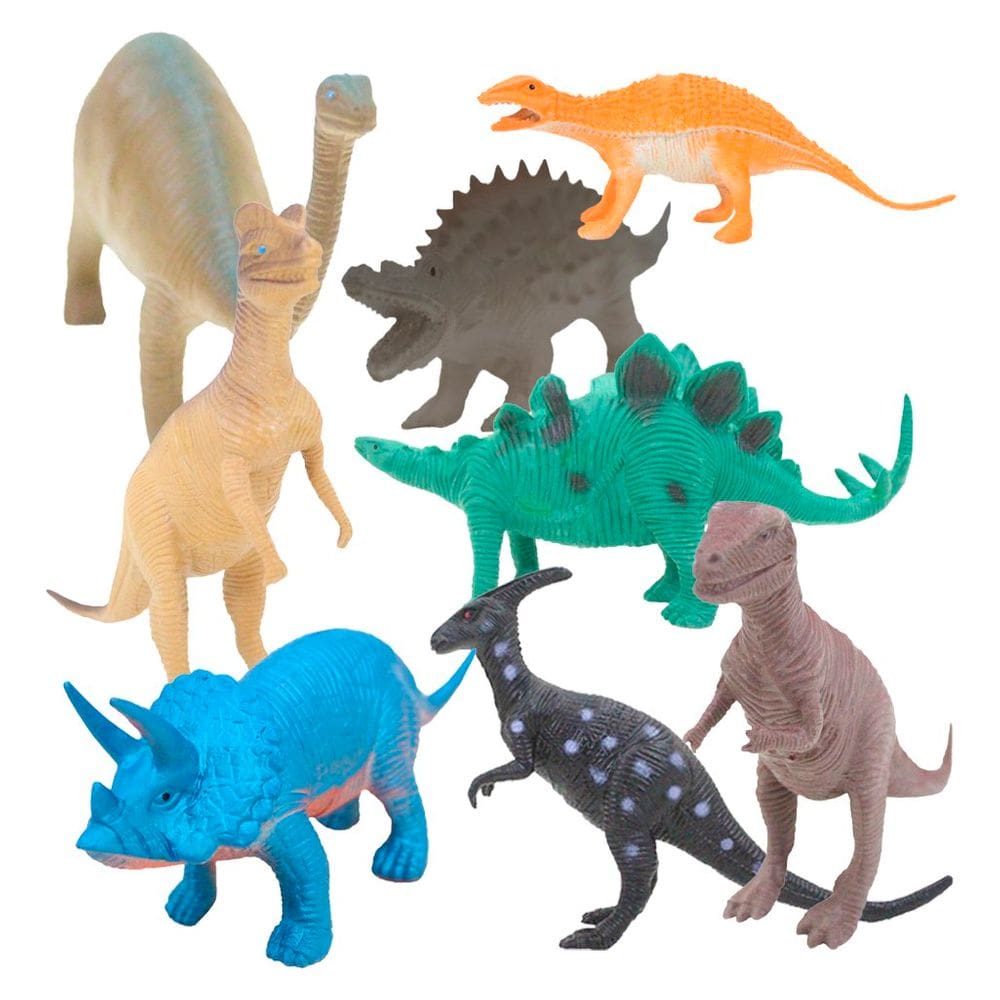 Brinquedo Kit 8 Dinossauros Selva Em Miniatura De Borracha