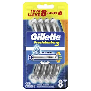 Aparelho de Barbear Descartável Gillette Prestobarba3 Leve 8 Pague 6 Unidades