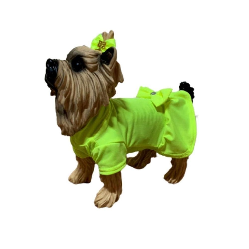 Roupa Para Cães E Gatos - Vestido Suplex Neon Amarelo Gg