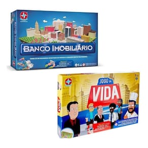 Kit Jogos De Tabuleiro Banco Imobiliário E Jogo Da Vida