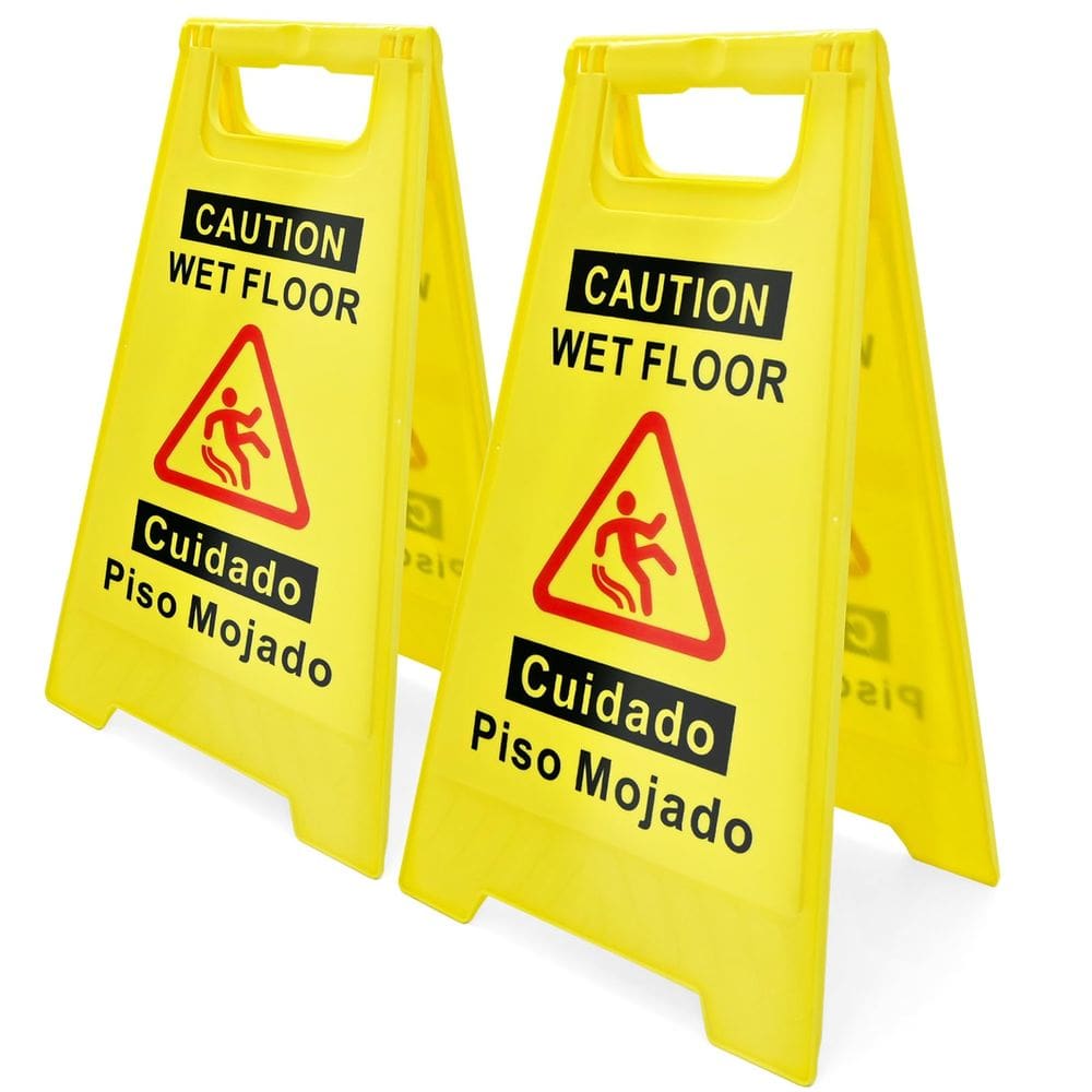 Placa de piso úmido YOLNEXI, pacote com 2, 17,5 cm de altura, amarela brilhante