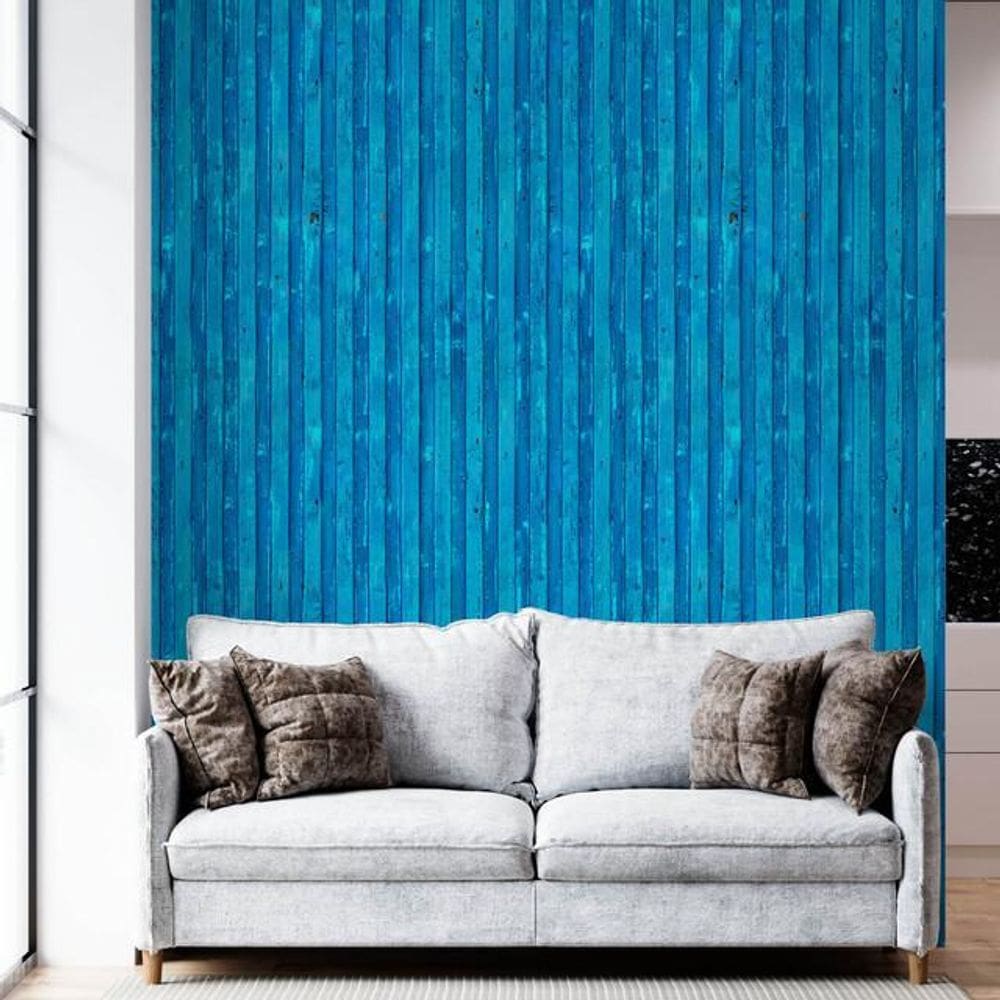 Papel De Parede Adesivo Contêiner Azul - 3,0M