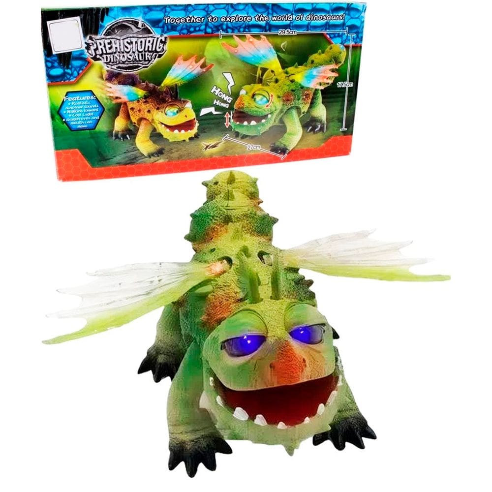 Brinquedo Infantil Dragão Dinossauro Com Luz E Som Movimento