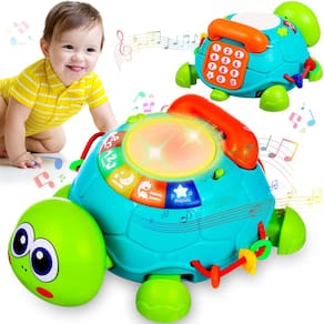 Brinquedo Musical Crawling Turtle Baby 10 em 1 com Luzes e Sons 6 -12 meses