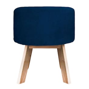 Puff Banqueta Redonda Retrô Suede - Azul Marinho