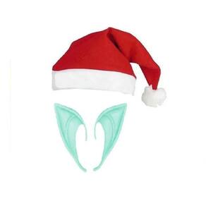Kit Orelhas Duende Elfo Verde Neon Com Gorro De Papai Noel